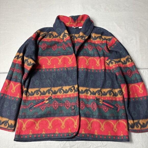 Vintage Cabin Creek Sweater Women Medium 8/10 Polyester Fleece Cardigan - Picture 1 of 11